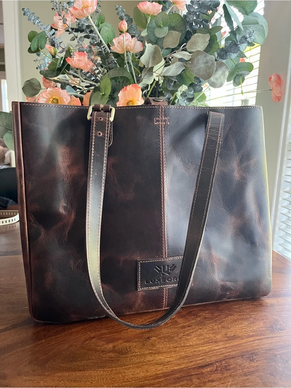 Full-Grain Buffalo Leather Tote | Handcrafted | Espresso Brown | NWOT